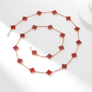 Van Cleef & Arpels Vintage Alhambra long necklace 20 motifs Carnelian vca2039