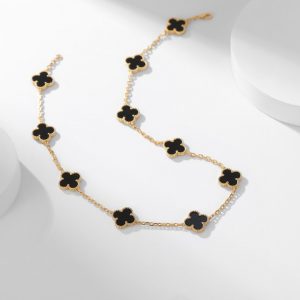 Van Cleef & Arpels Vintage Alhambra Necklace 10 Motifs Onyx vca2048