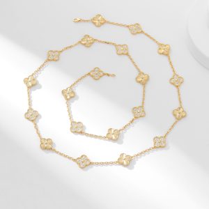 Van Cleef & Arpels Vintage Alhambra long necklace 20 motifs Diamonds vca2045