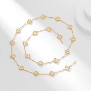 Van Cleef & Arpels Vintage Alhambra long necklace 20 motifs Guilloché Rhodium vca2046