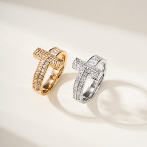Tiffany T1 Ring with Baguette and Pave Diamonds